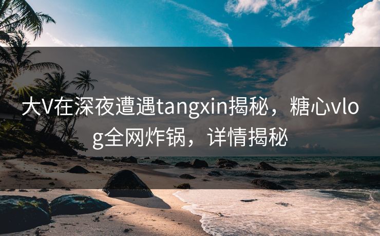 大V在深夜遭遇tangxin揭秘，糖心vlog全网炸锅，详情揭秘
