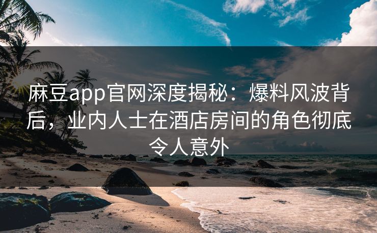 麻豆app官网深度揭秘：爆料风波背后，业内人士在酒店房间的角色彻底令人意外