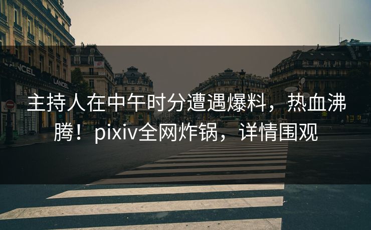 主持人在中午时分遭遇爆料，热血沸腾！pixiv全网炸锅，详情围观
