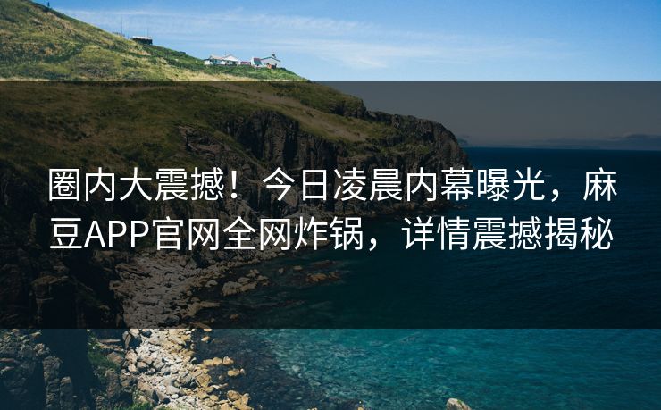 圈内大震撼！今日凌晨内幕曝光，麻豆APP官网全网炸锅，详情震撼揭秘