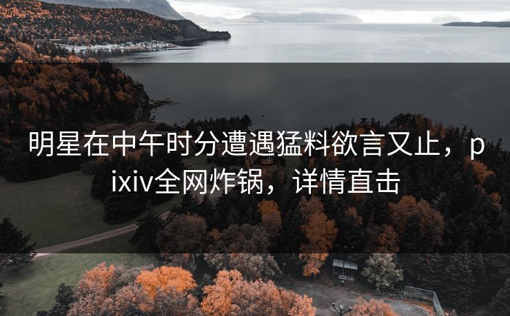 明星在中午时分遭遇猛料欲言又止，pixiv全网炸锅，详情直击